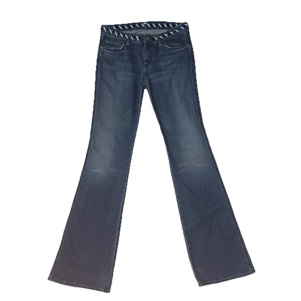 Seven For All Mankind Jeans Womens 27 x 34 Low-rise Flare Unique Customized‎ Y2K
